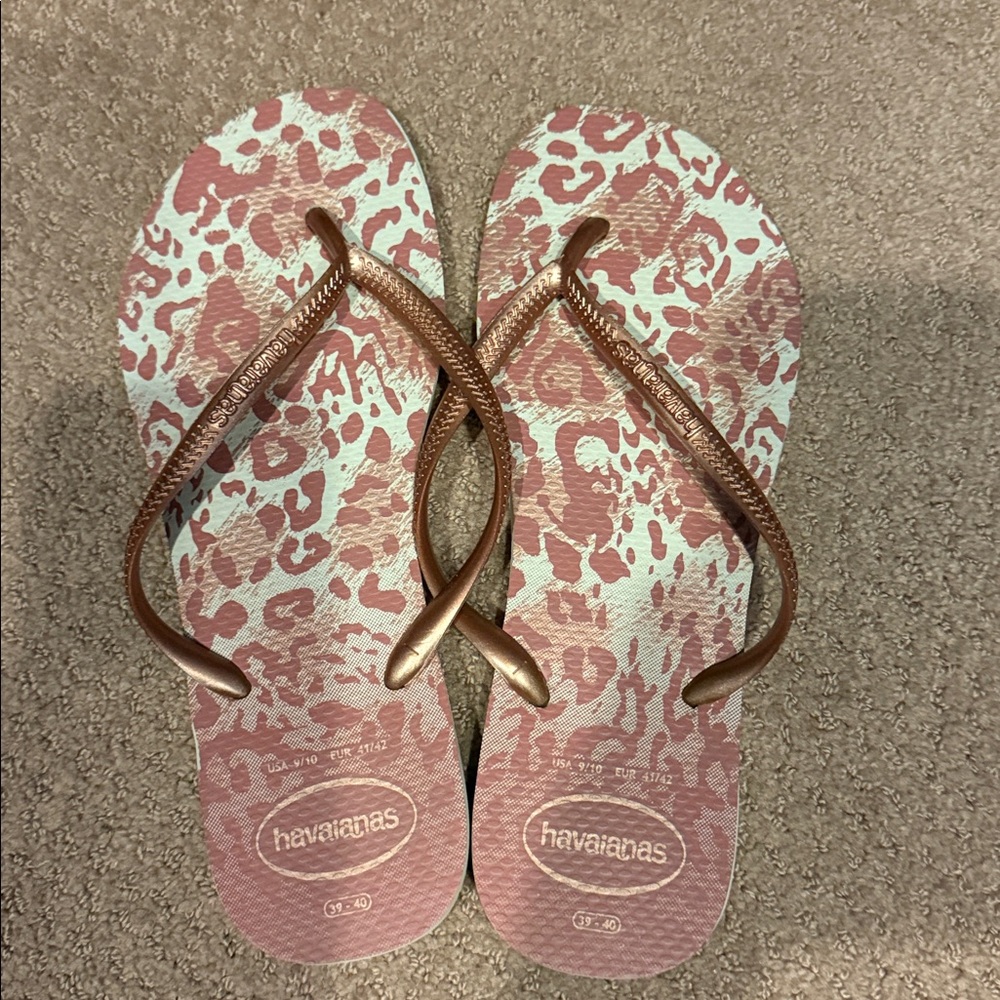 Havaianas Pink and Brown Animal Print Sandals